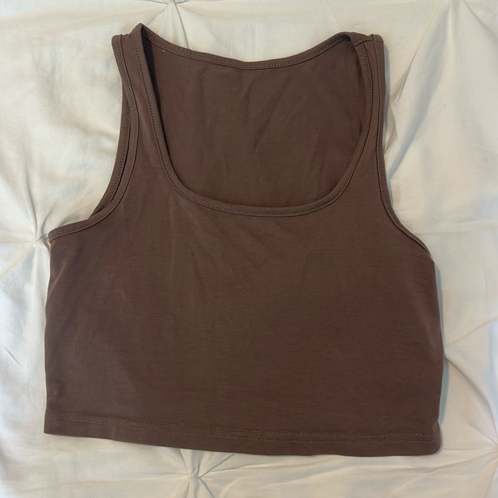 Brown and black crop top